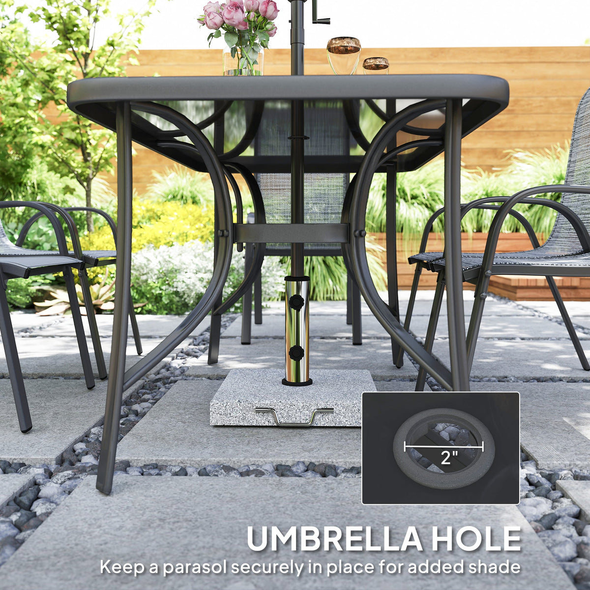 8-Piece Patio Dining Set with 9 Ft Umbrella, Mixed Gray