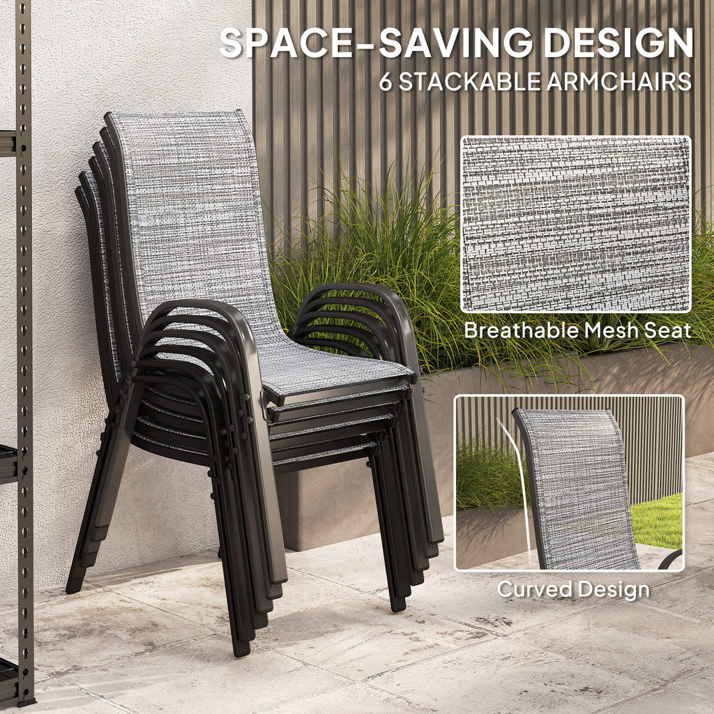 8-Piece Patio Dining Set with 9 Ft Umbrella, Mixed Gray