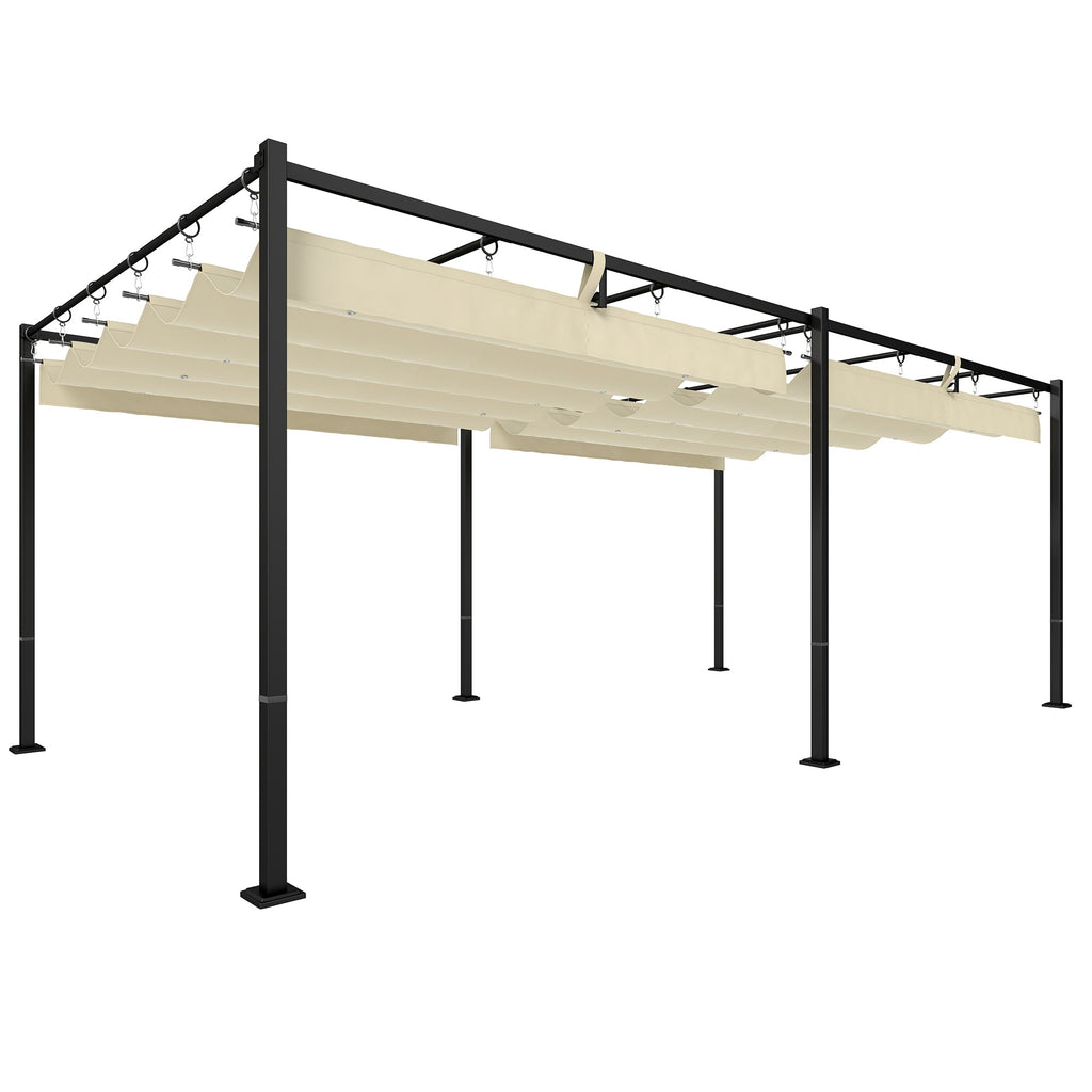 19' x 10' Pergola with Retractable Canopy, Cream White