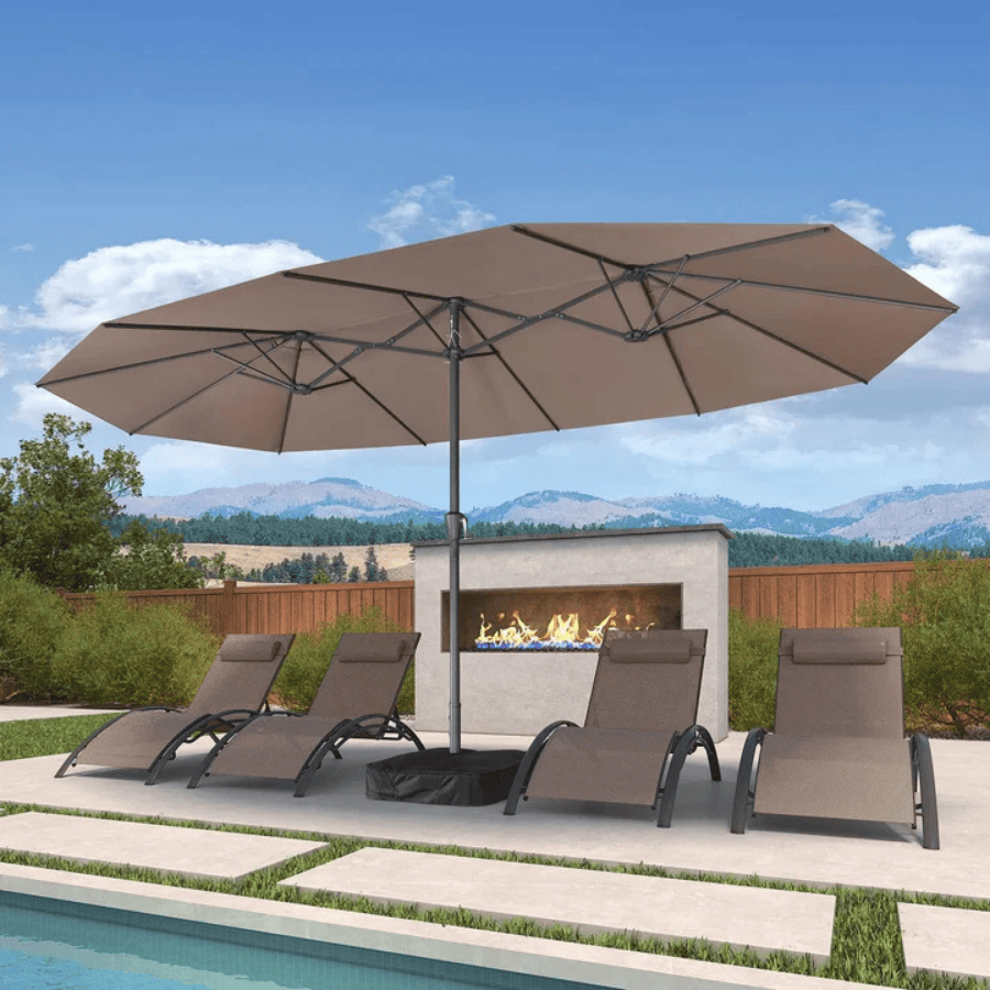 PURPLE LEAF Double-Sided Market Umbrella Large Rectangular Patio Umbrellas with Base