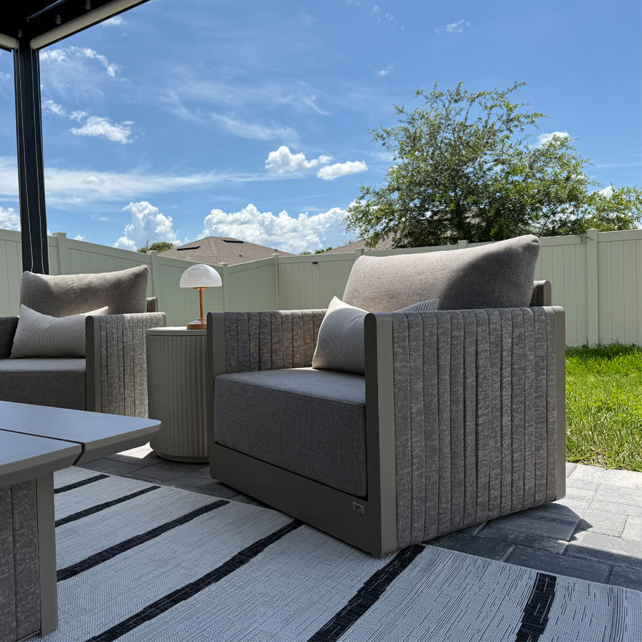 PURPLE LEAF Sanori Classical with Table Beige Patio Conversation Set with Cushions for Poolside