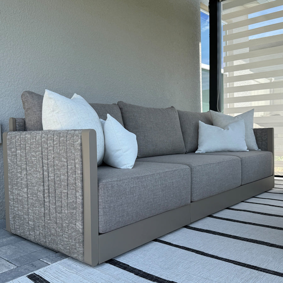 PURPLE LEAF Sanori Beige Symmetrical Outdoor Sectional  Modular Design with Cushions and Ottoman for Porch