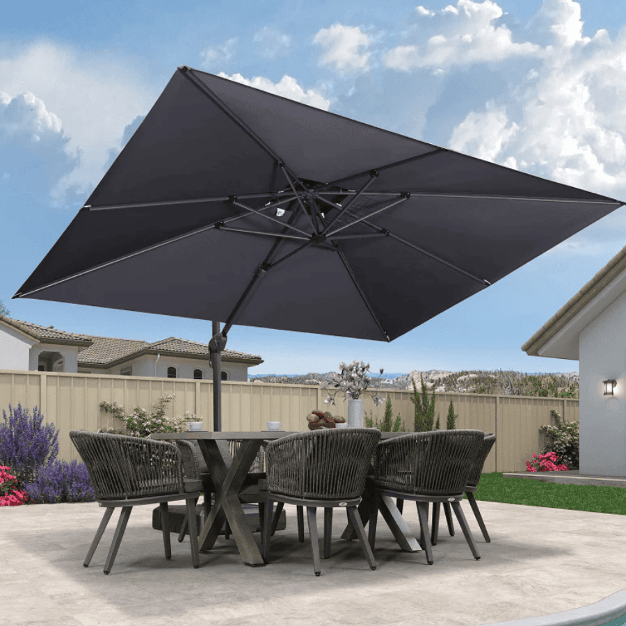 PURPLE LEAF Cantilever Patio Umbrella Gray Pole Outdoor Umbrella with UV Protection