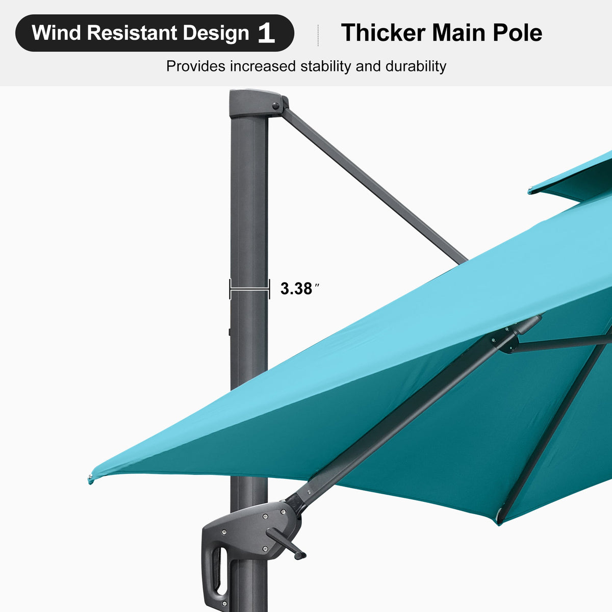 PURPLE LEAF Patio Table and Umbrella Set, 10×13 ft Grey Pole Cantilever Outdoor Umbrella with Base