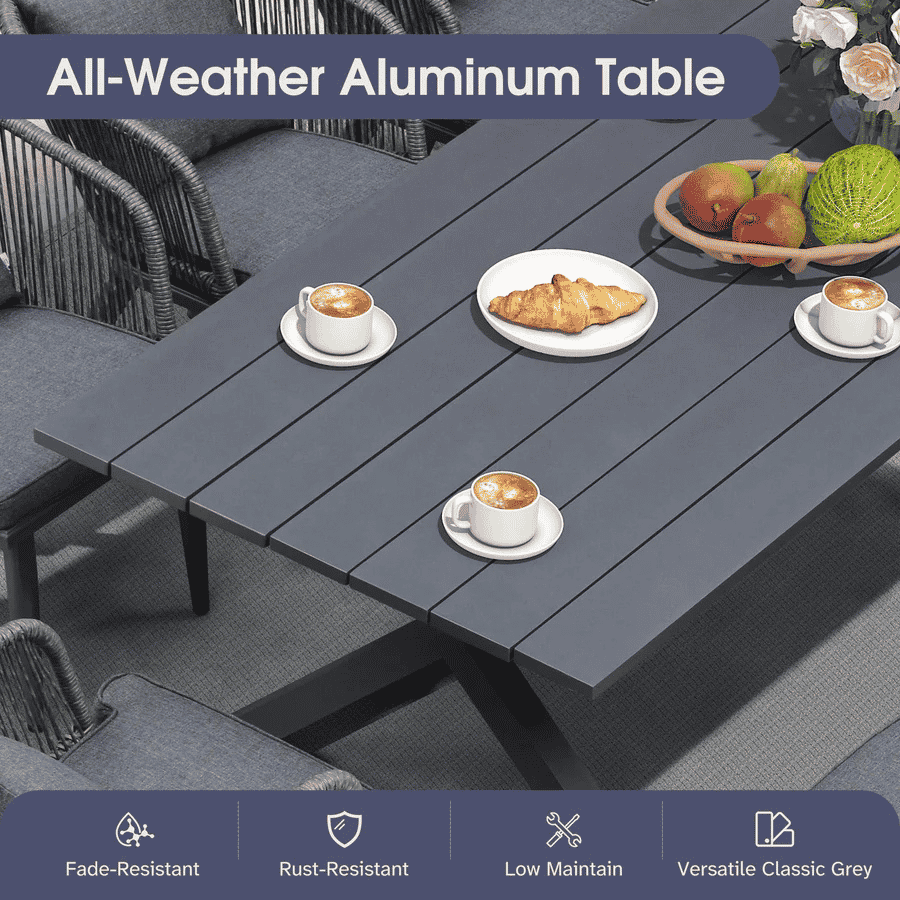 PURPLE LEAF Patio Table and Umbrella Set, 10×13 ft Grey Pole Cantilever Outdoor Umbrella with Base