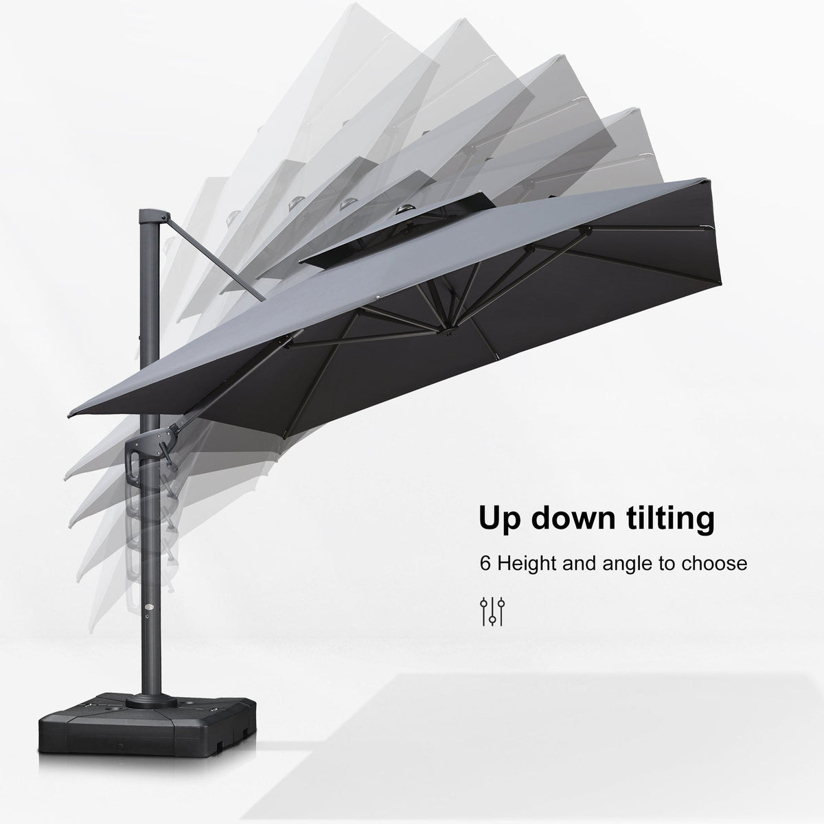 PURPLE LEAF Patio Table and Umbrella Set, 10×13 ft Grey Pole Cantilever Outdoor Umbrella with Base