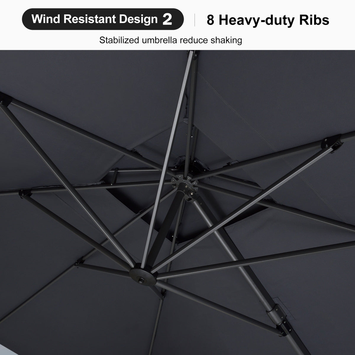 PURPLE LEAF Patio Table and Umbrella Set, 10×13 ft Grey Pole Cantilever Outdoor Umbrella with Base