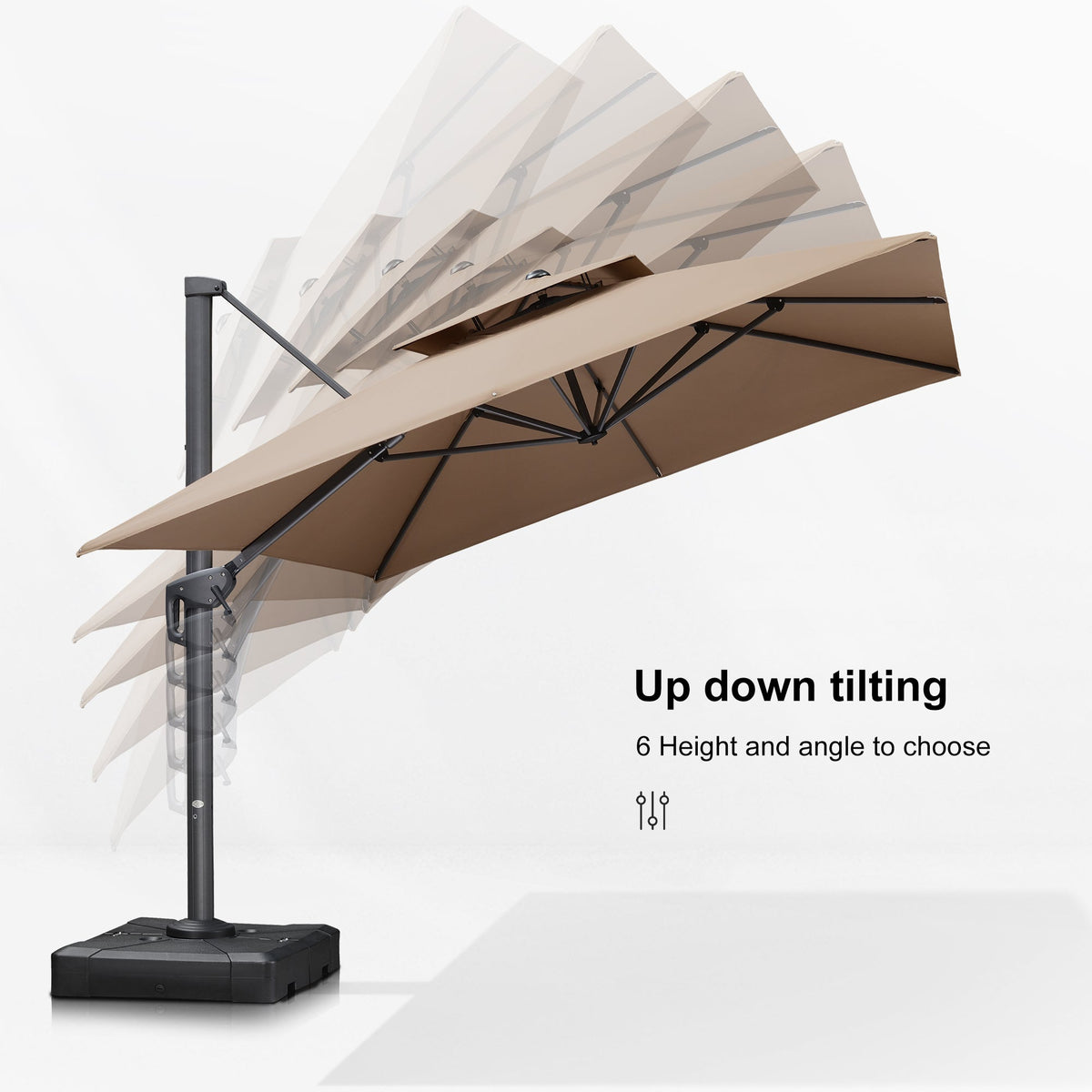 PURPLE LEAF Patio Table and Umbrella Set, 10×13 ft Grey Pole Cantilever Outdoor Umbrella with Base