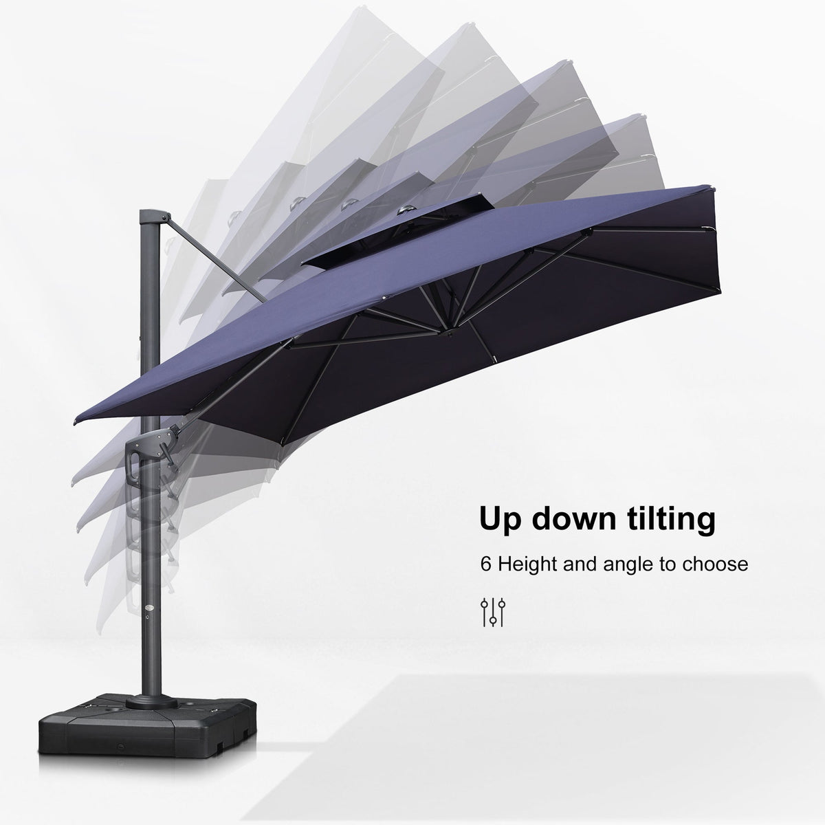 PURPLE LEAF Patio Table and Umbrella Set, 10×13 ft Grey Pole Cantilever Outdoor Umbrella with Base
