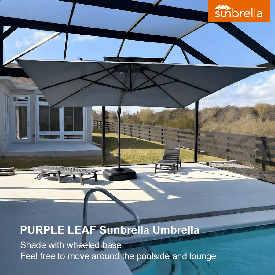 PURPLE LEAF SUNBRELLA Cantilever Umbrella Grey Aluminum Patio Umbrella