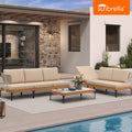 PURPLE LEAF Sicilia L-Shaped Modular Outdoor Sectional with Sunbrella Khaki Cushions Flexible Layout for Poolside Casual Lounge