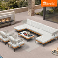 PURPLE LEAF Sicilia Classical Modular Outdoor Sectional with Sunbrella White Cushions Flexible Layout for Boutique Hotel Style Patio