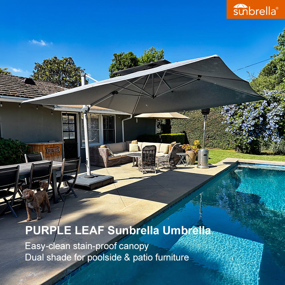 PURPLE LEAF – Parasol de terrasse Premium Classic SUNBRELLA déporté