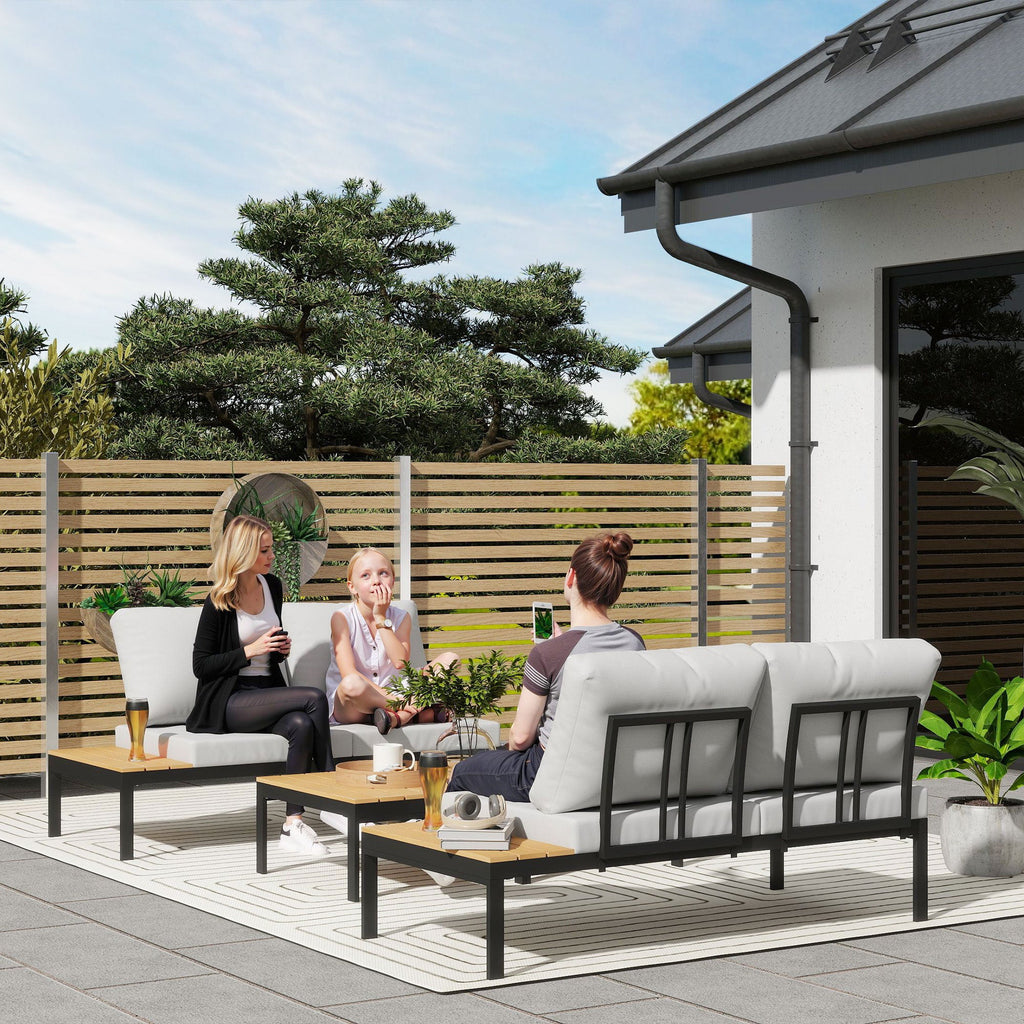 4 Piece L-Shaped Garden Furniture Set with 2 Coffee Tables, Teak