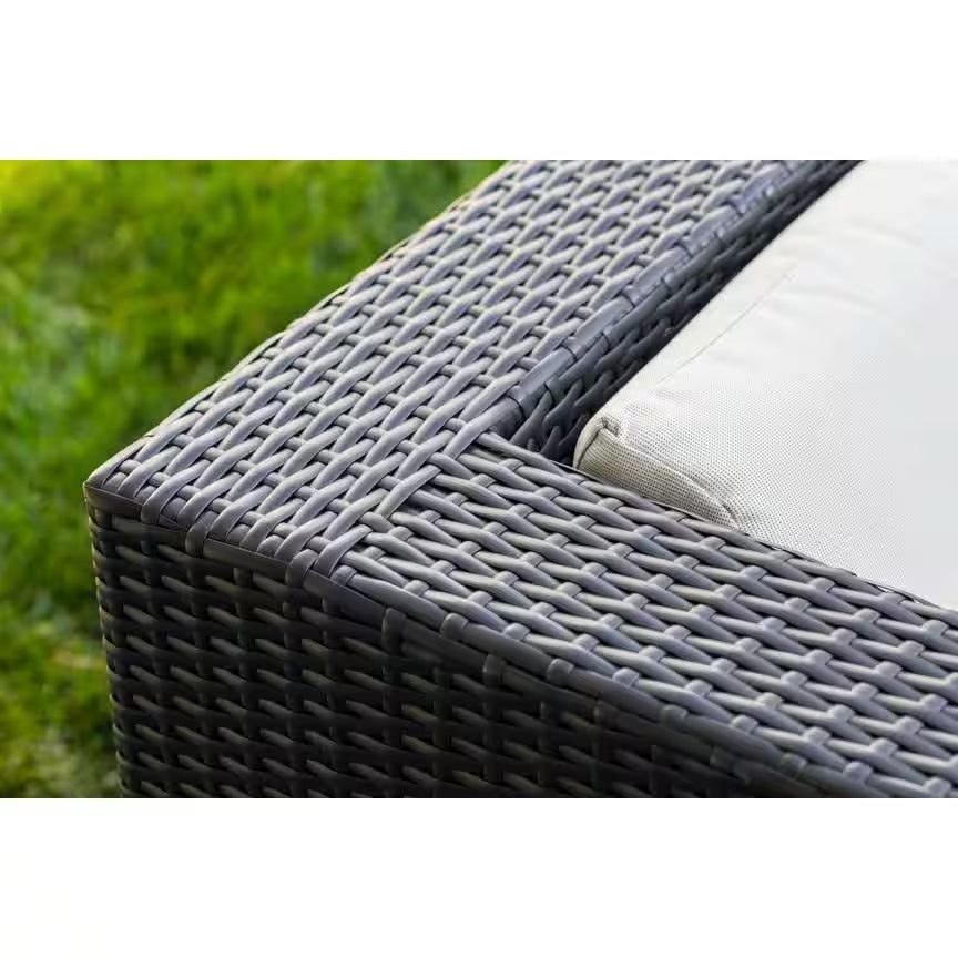 Black 7-Piece Wicker Patio Seating Set with Sunbrella Coal Cushions