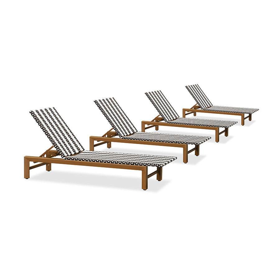 PURPLE LEAF Outdoor Teak Chaise Lounge Chair, Wood Grain Aluminum Outdoor Pool Lounge Chairs with Adjustable Backrest, Breathable Recliner for Patio, Poolside, Garden