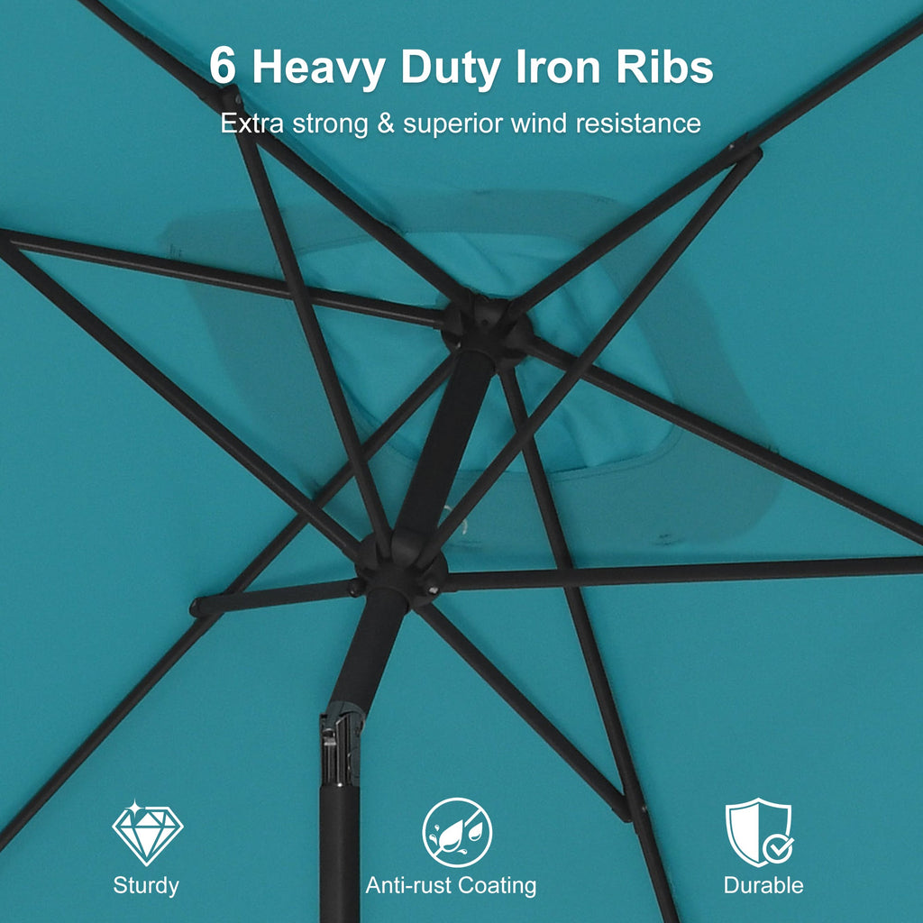 PURPLE LEAF Black Frame Outdoor Market Umbrellas Yard Tilting Patio Table Umbrella with Base
