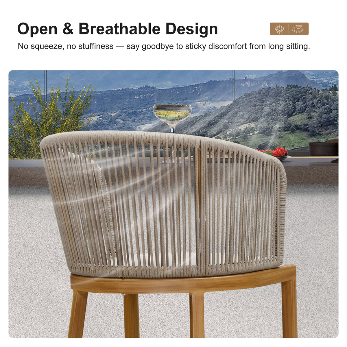 Clearance - PURPLE LEAF Outdoor Bar Stool Set of 2 Modern Rattan Bar Chairs with Woven Rope Back Wicker Patio Barstools for Indoor Kitchen Garden