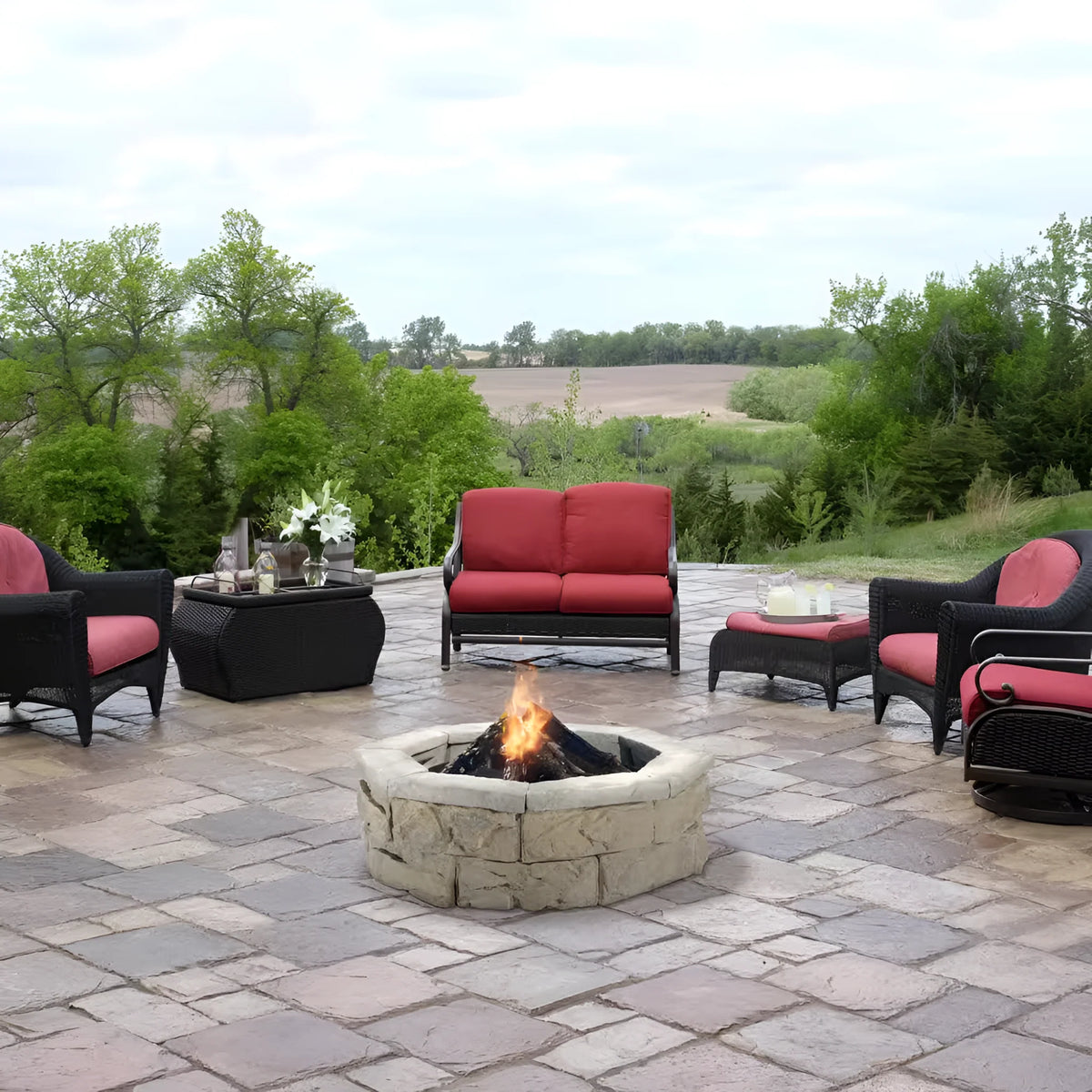 Natural Concrete Products 30 In. Fossill Limestone Fire Pit Kit