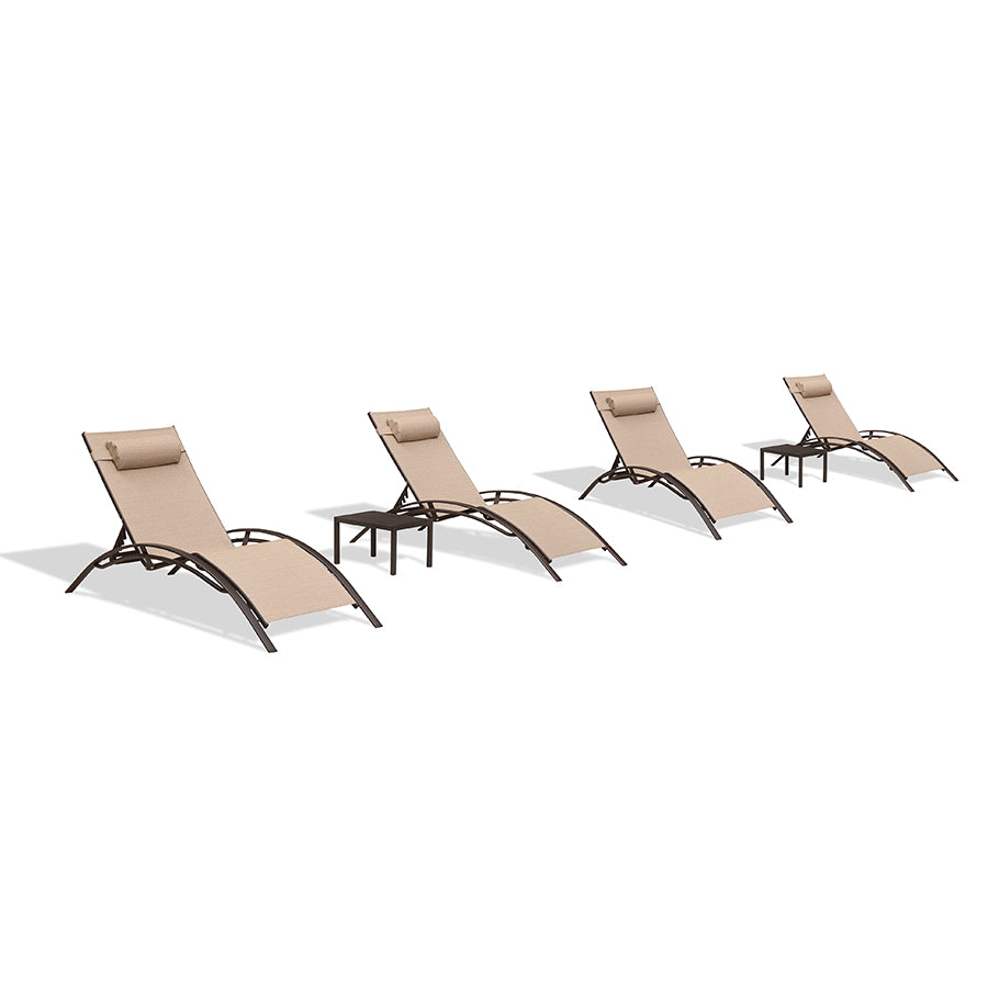 PURPLE LEAF Outdoor Chaise Lounge Chair  Patio Pool Lounger Bronze Aluminum Chairs with Side Table Adjustable Tanning Recliner for Outside Backyard Yard Deck Balcony Beach