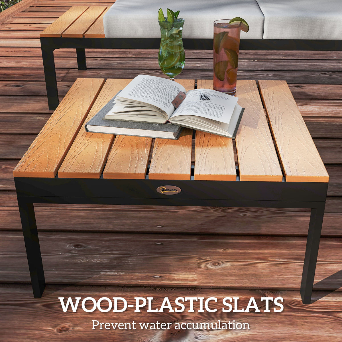 4 Piece L-Shaped Garden Furniture Set with 2 Coffee Tables, Teak