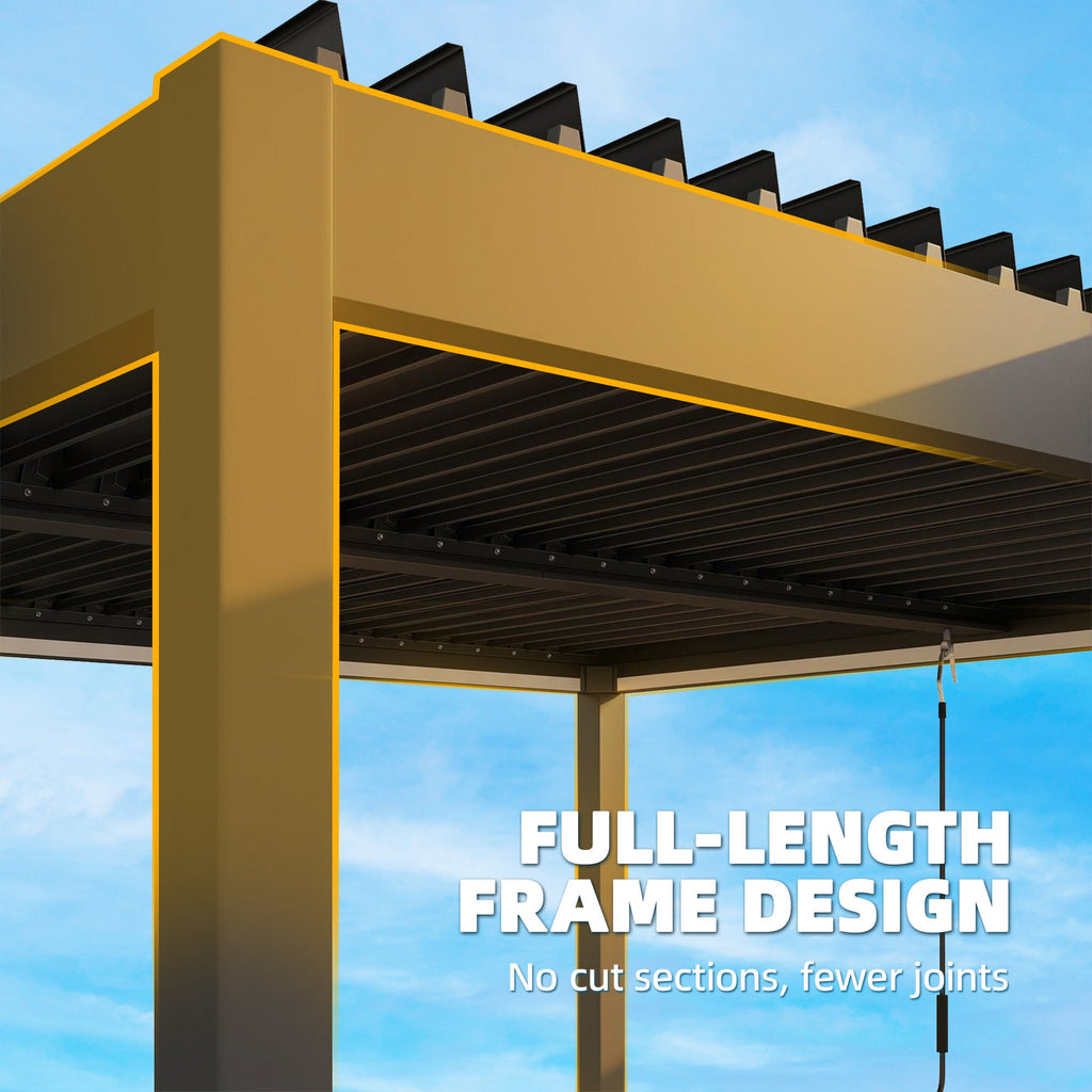 Louvered Pergola 3 x 3 m Dark Grey with Adjustable Roof, LED Lights & Remote