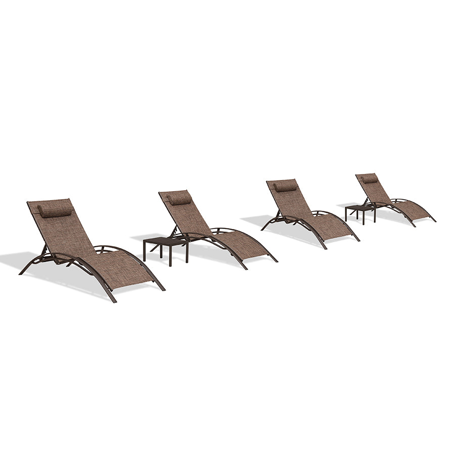 PURPLE LEAF Outdoor Chaise Lounge Chair  Patio Pool Lounger Bronze Aluminum Chairs with Side Table Adjustable Tanning Recliner for Outside Backyard Yard Deck Balcony Beach