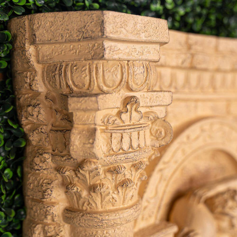 XBrand 30.3" Solar Waterfall Pot Fountain, Tall Brown Maiden Holding Pot Wall Fountain, Outdoor Water Fountain, Polyresin