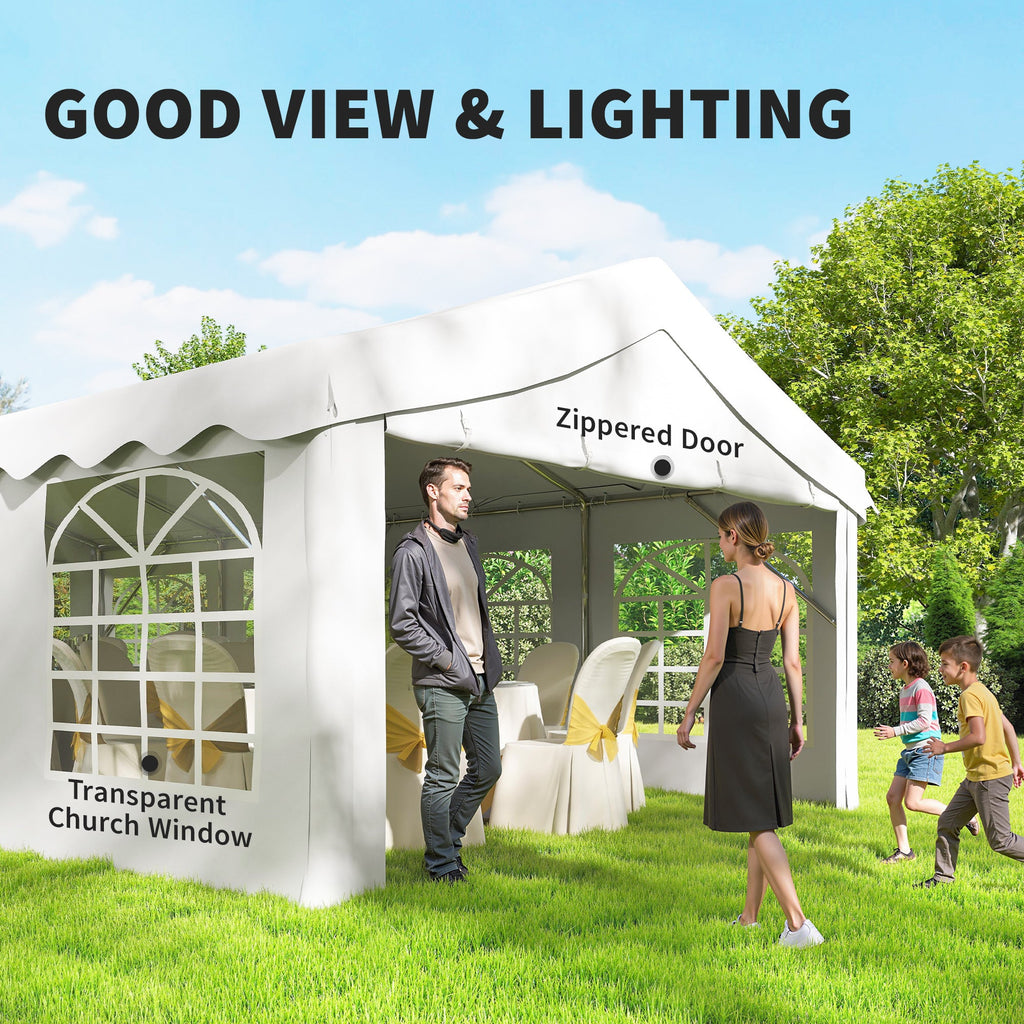 13' x 26' Heavy Duty Party Tent and Carport with Sidewalls, White