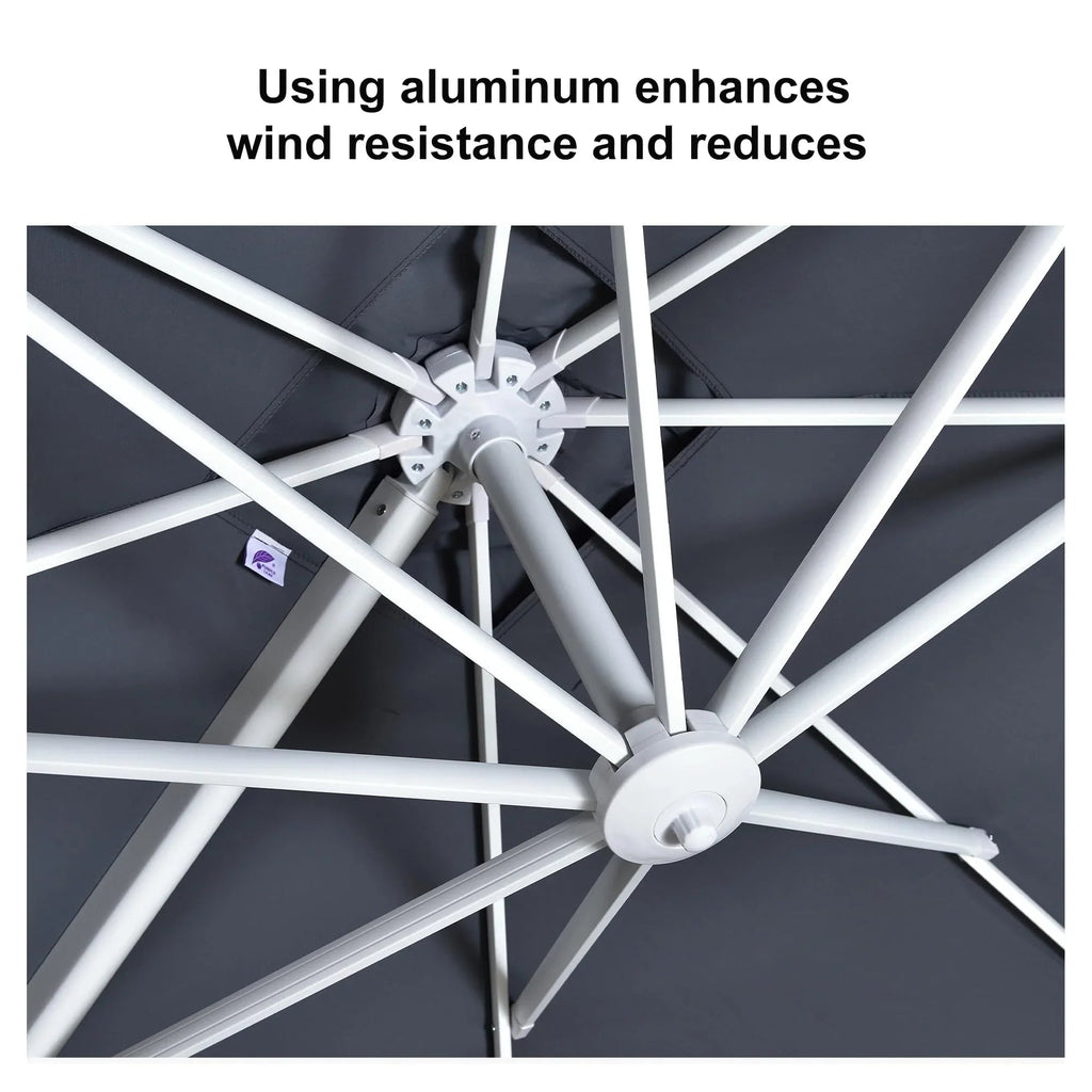 PURPLE LEAF Outdoor Patio Umbrella with Base, Best White Cantilever Umbrellas
