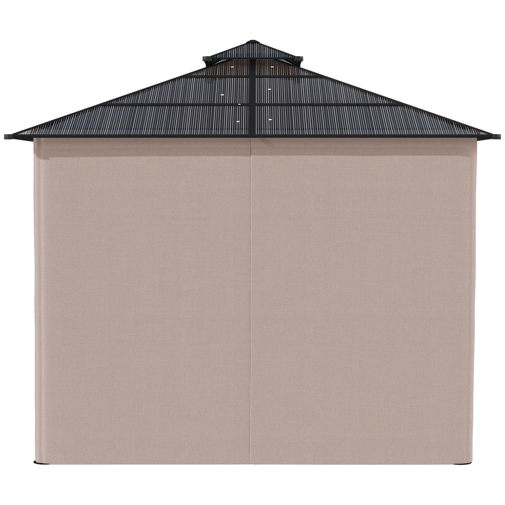 3 x 3m Polycarbonate Hardtop Gazebo with Curtains & Netting, Khaki