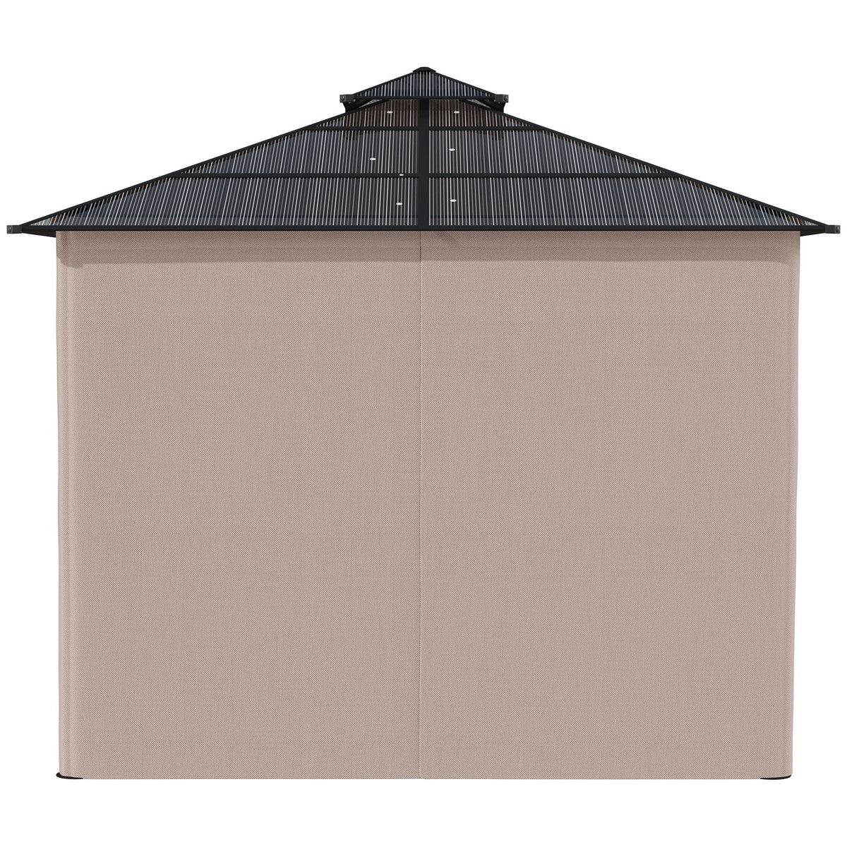 3 x 3m Polycarbonate Hardtop Gazebo with Curtains & Netting, Khaki