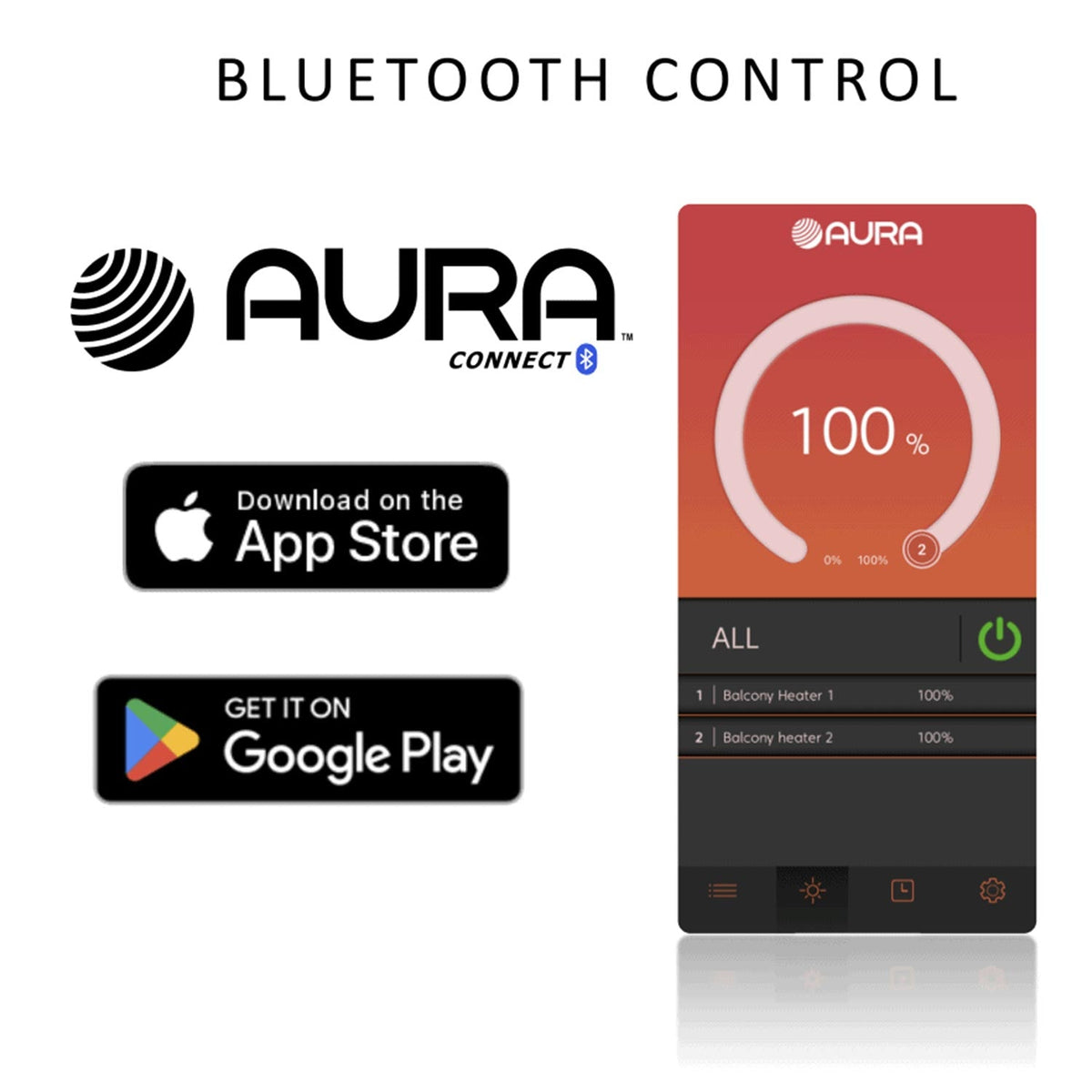 Aura ADGLASS3000 Decor Series Infrared Heater w/ Bluetooth & Remote (Black)