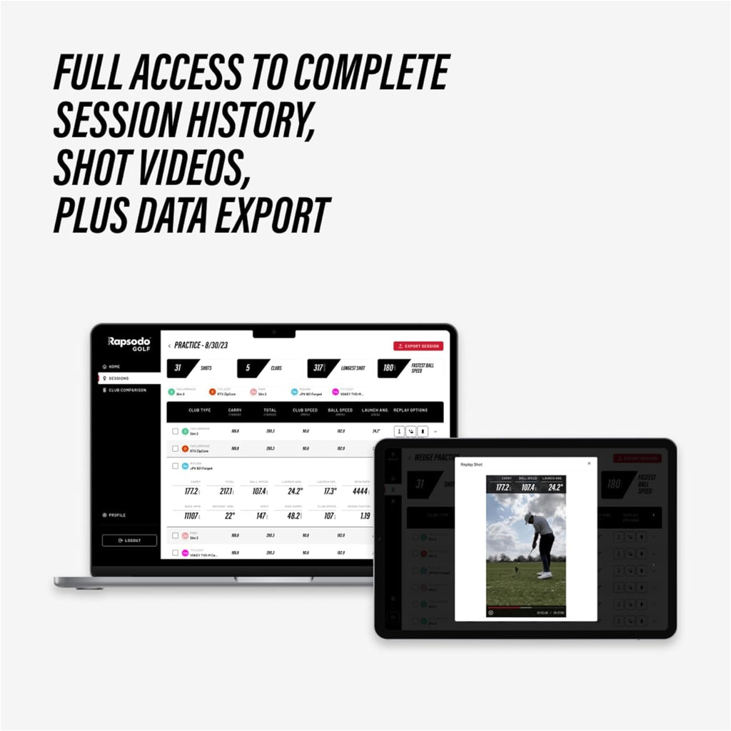 Golf Launch Monitor, Simulators for Home & Training, Mobile Launch Monitor for Golf Swing Analysis, Measures Spin Rate & Axis, Tracker & Swing Analyzer, Indoor Outdoor Use