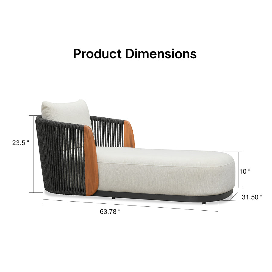 PURPLE LEAF Luxury  Hailar Olefin Patio Chaise Lounge Chair , Upholstered Pool Aluminium Lounge Chairs for Outdoor with Teak Armres for Deck, Pool, Lawn, Garden, Courtyard, Porch