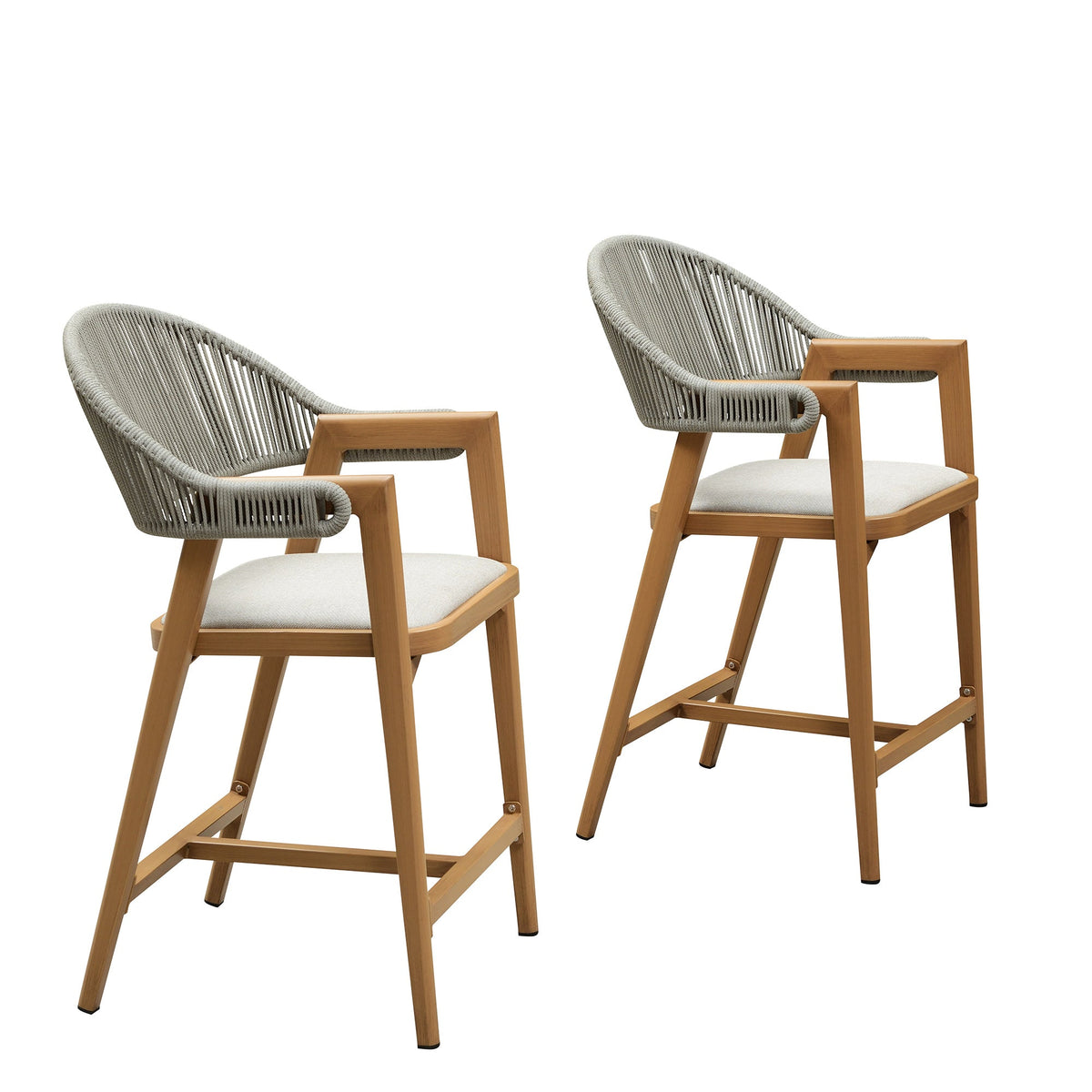Clearance - PURPLE LEAF Outdoor Bar Stool Counter Stools Rattan Bar Chair with Back Aluminum Modern Barstools for Patio Garden Kitchen