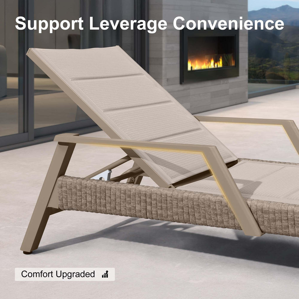 PURPLE LEAF Sanori Outdoor Chair Chaise Lounge Sun Lounges Aluminum Poolside Adjustable Reclining Patio Set of 2