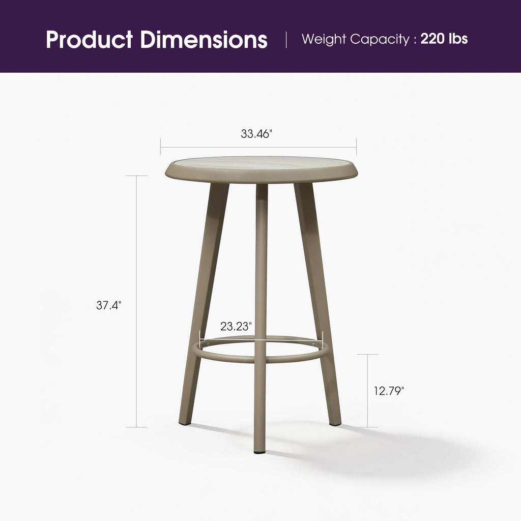PURPLE LEAF Outdoor Bar Table Patio Dining Table Coffee Kitchen Breakfast Bistro Pub Bar Table for Patio Poolside