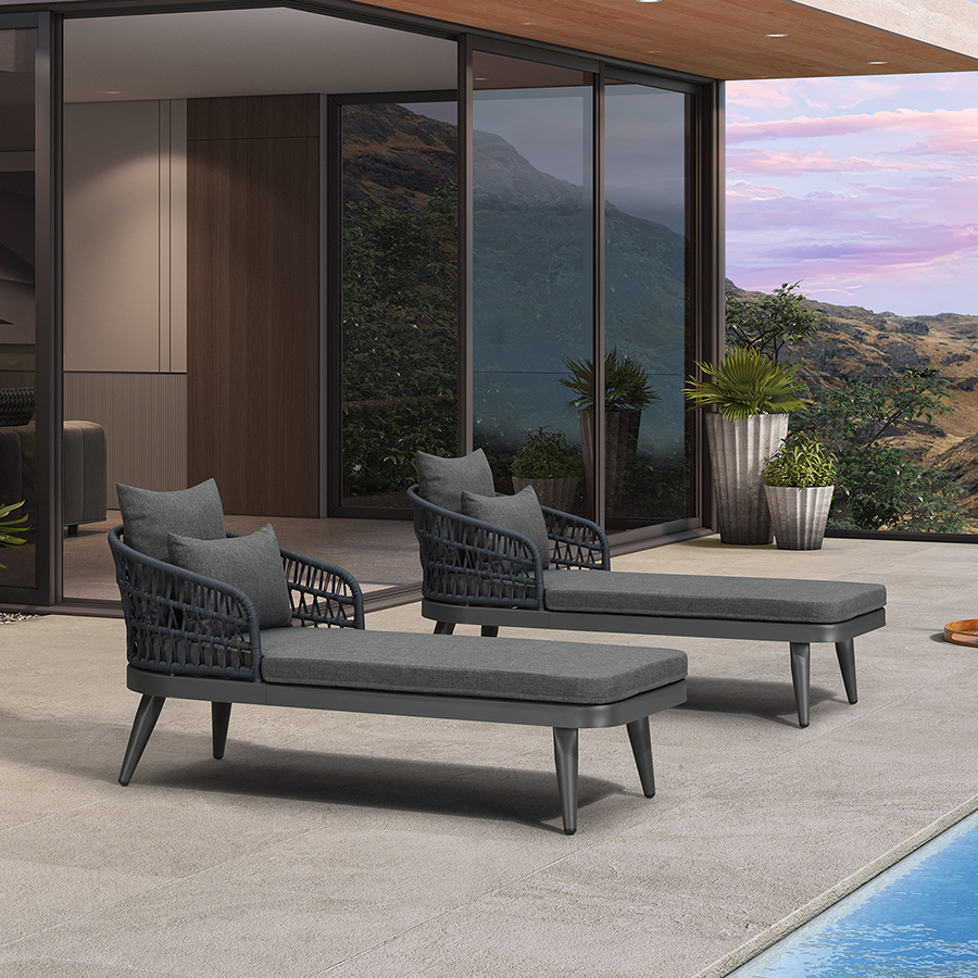 PURPLE LEAF Patio Chaise Lounge Chair  Aluminum Pool Lounge Chairs for Outdoor with 2 Cushions for Deck, Pool, Lawn, Garden, Courtyard, Porch