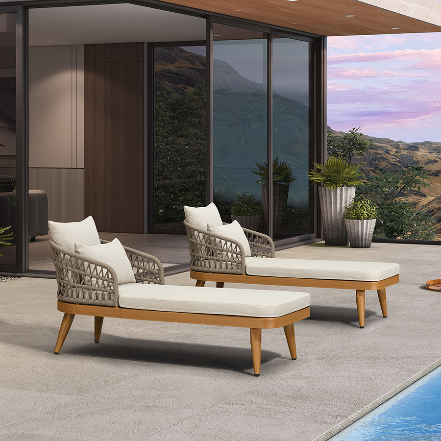 PURPLE LEAF Patio Chaise Lounge Chair  Aluminum Pool Lounge Chairs for Outdoor with 2 Cushions for Deck, Pool, Lawn, Garden, Courtyard, Porch