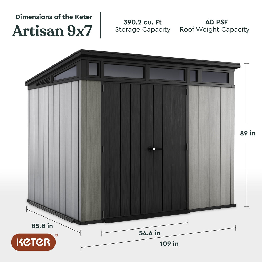 Grand abri extérieur 9X7 Foot avec plancher, design moderne, gris