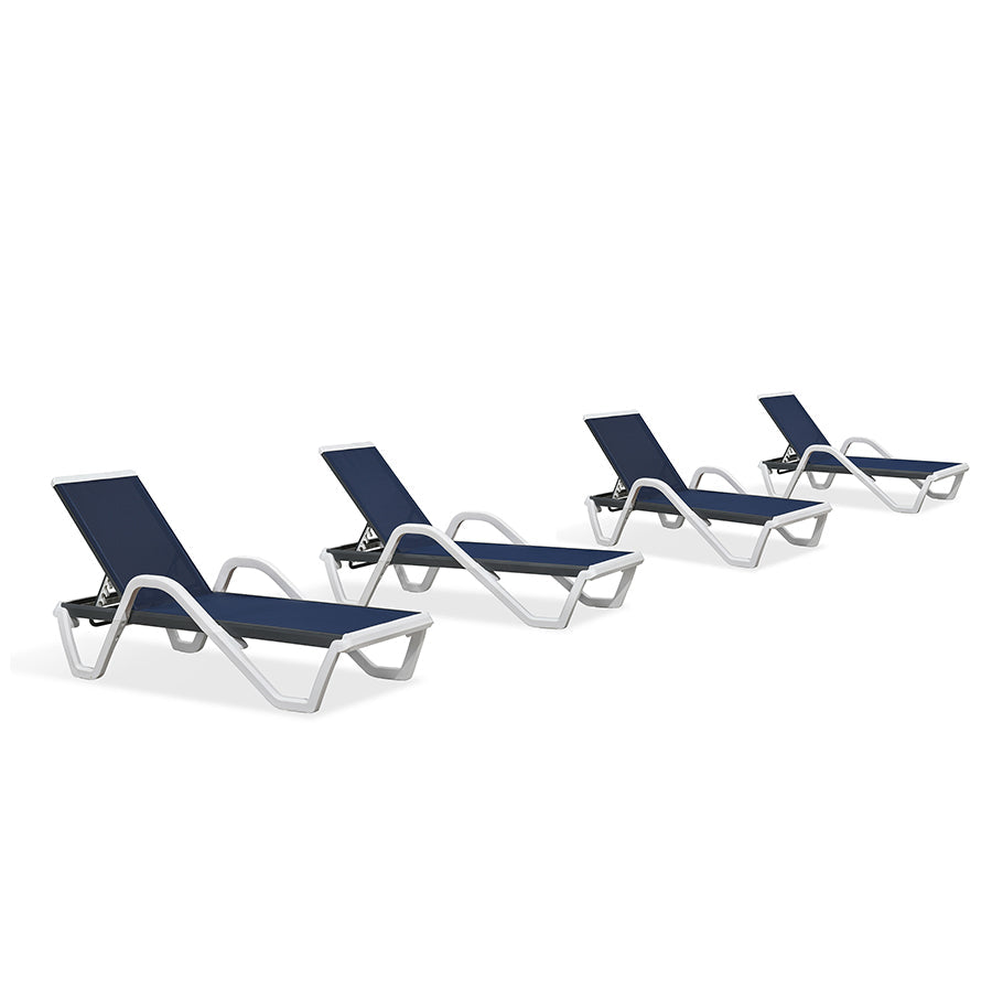 PURPLE LEAF Patio Chaise Lounge Plastic Pool Outdoor Lounge Chair with Aluminum Frame Stackable Patio Tanning Chairs for Poolside Sunbathing Beach Deck Yard