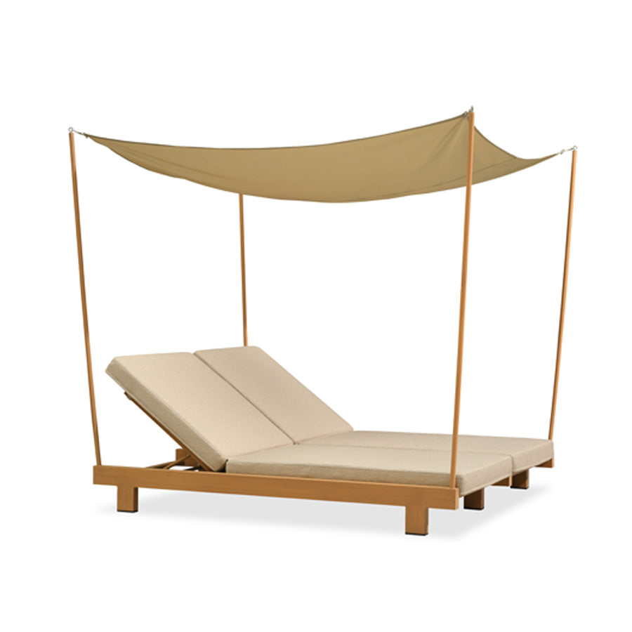 PURPLE LEAF Outdoor Luxury Daybed for Patio,  Poolside Chaise Lounge Bed with Cushion, Olefin Blend Fabric, Aluminum Frame Sunbed for Deck and Backyard