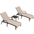 PURPLE LEAF Outdoor Chaise Lounge Patio Pool Lounger Aluminum Chairs with Side Table Adjustable Tanning Recliner for Outside Yard Deck Lawn Garden Beach