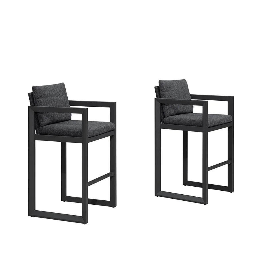 PURPLE LEAF Caesar Bar Stools Modern Aluminum Barstools with Stainless Removable Cushion for Kitchen Outside Island Backyard
