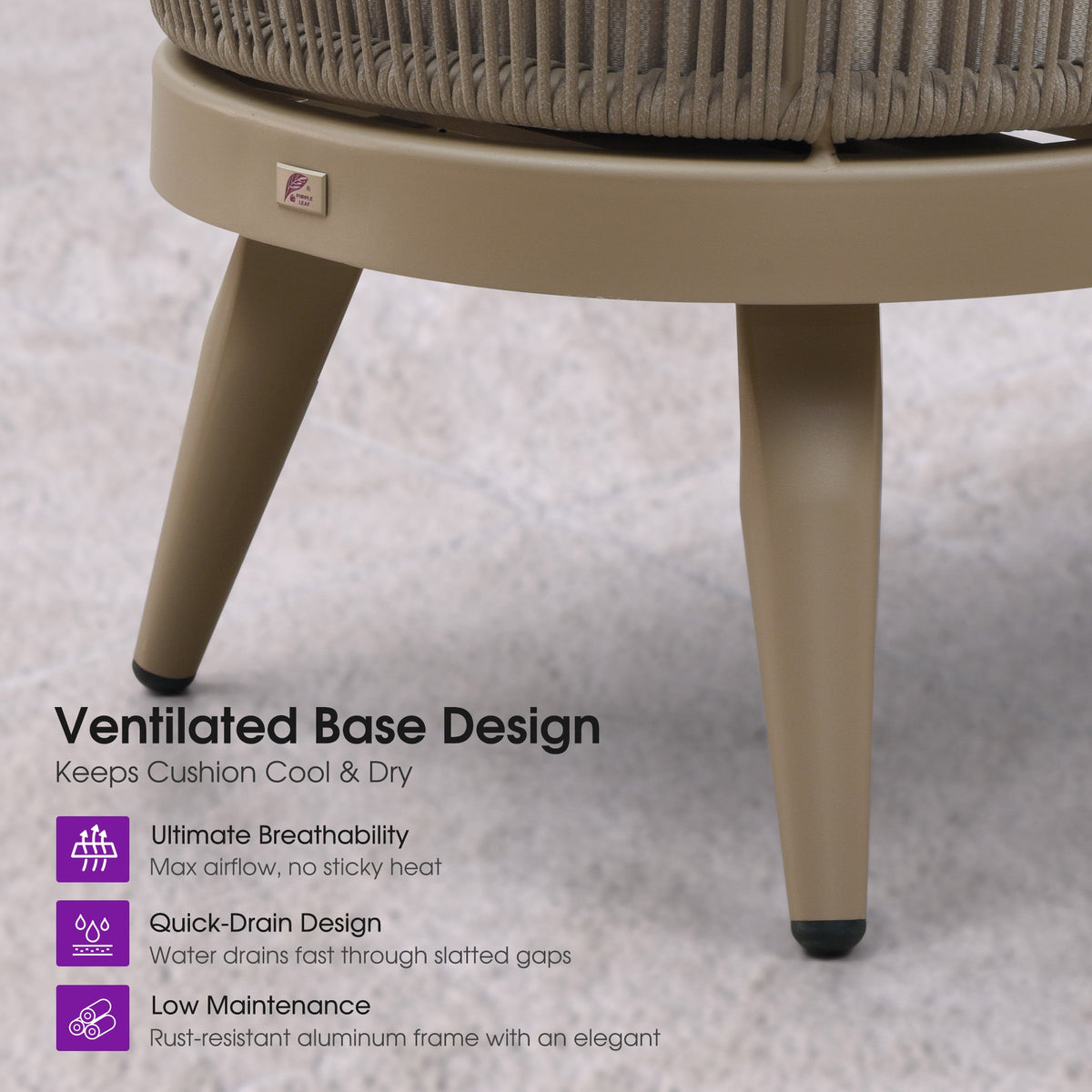 PURPLE LEAF Outdoor Chaise Lounge Thick Cushion, Aluminum Frame Patio Lounge Chair with Pillow & Lumbar Support, Wicker Armrests Sun Lounger for Poolside, Backyard, All-Weather Use