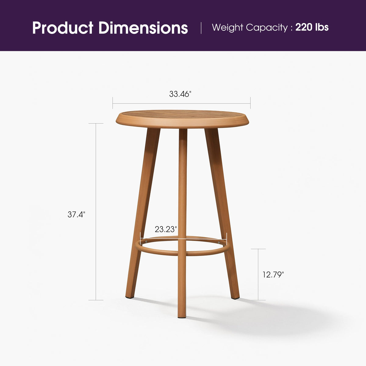 PURPLE LEAF Outdoor Bar Table Patio Dining Table Coffee Kitchen Breakfast Bistro Pub Bar Table for Patio Poolside