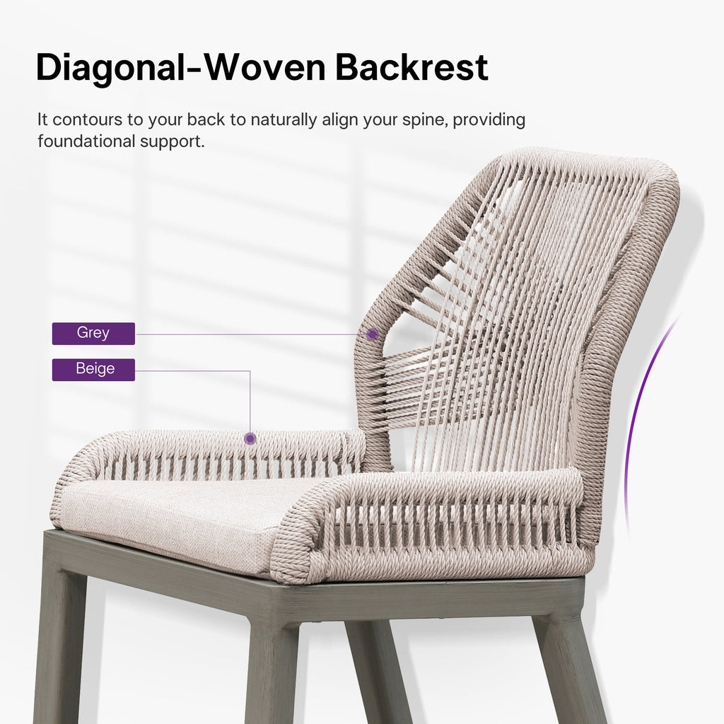 PURPLE LEAF Outdoor Bar Stool Set of 6, Wicker Chairs Bar Chairs with Cushion, All-Weather Patio Furniture kitchen stools