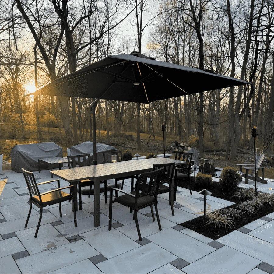 PURPLE LEAF – Parasol de terrasse déporté 10ft avec éclairage LED, rotation 360° et inclinaison