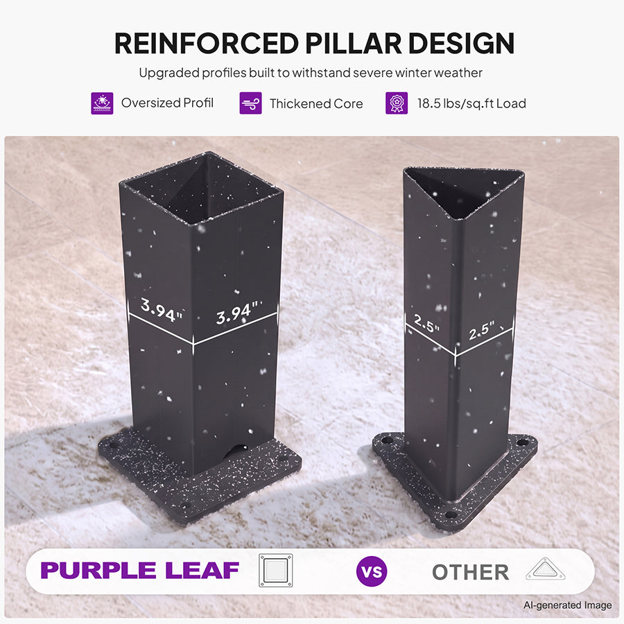 PURPLE LEAF Wall Mounted Gazebo with Gray Polycarbonate Roof Aluminum Frame Patio Cover for Porch